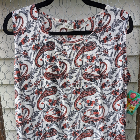 Vintage 90s Indian Cotton Paisley Floral Midi Dress Exc Pockets Retro Boho - Picture 2 of 4